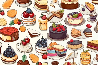 精致独立甜点艺术插图