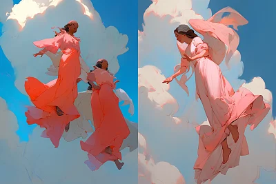 激进风格数字插画《天堂里的女人》