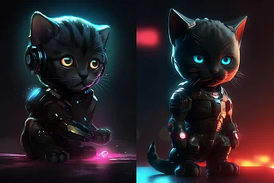 幽默风趣的钢铁侠风格小黑猫