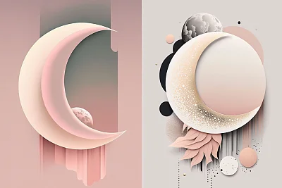 粉红色月亮抽象插图
