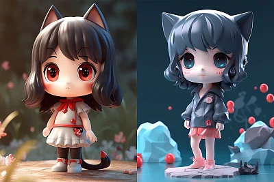 狼拟人化少女盲盒玩具