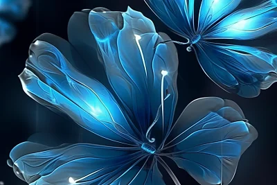 矢量艺术蓝色花朵Olga Boznańska壁纸