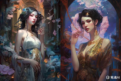 黑暗神庙中的美丽女神动漫肖像