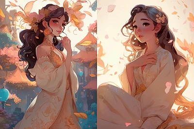 迪士尼风格可爱少女插画