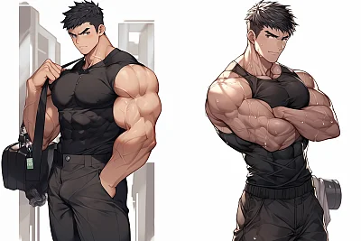 完美肌肉男模特身材