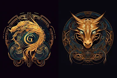 金色凯尔特龙矢量设计