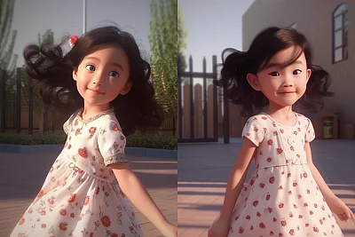 超现实主义迪士尼风格3D动画女孩