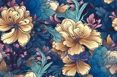 异国风情花朵藤蔓壁纸图案