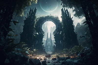 逼真丛林遗弃星体景观艺术渲染