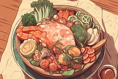韩式肉类蔬菜卷艺术风格