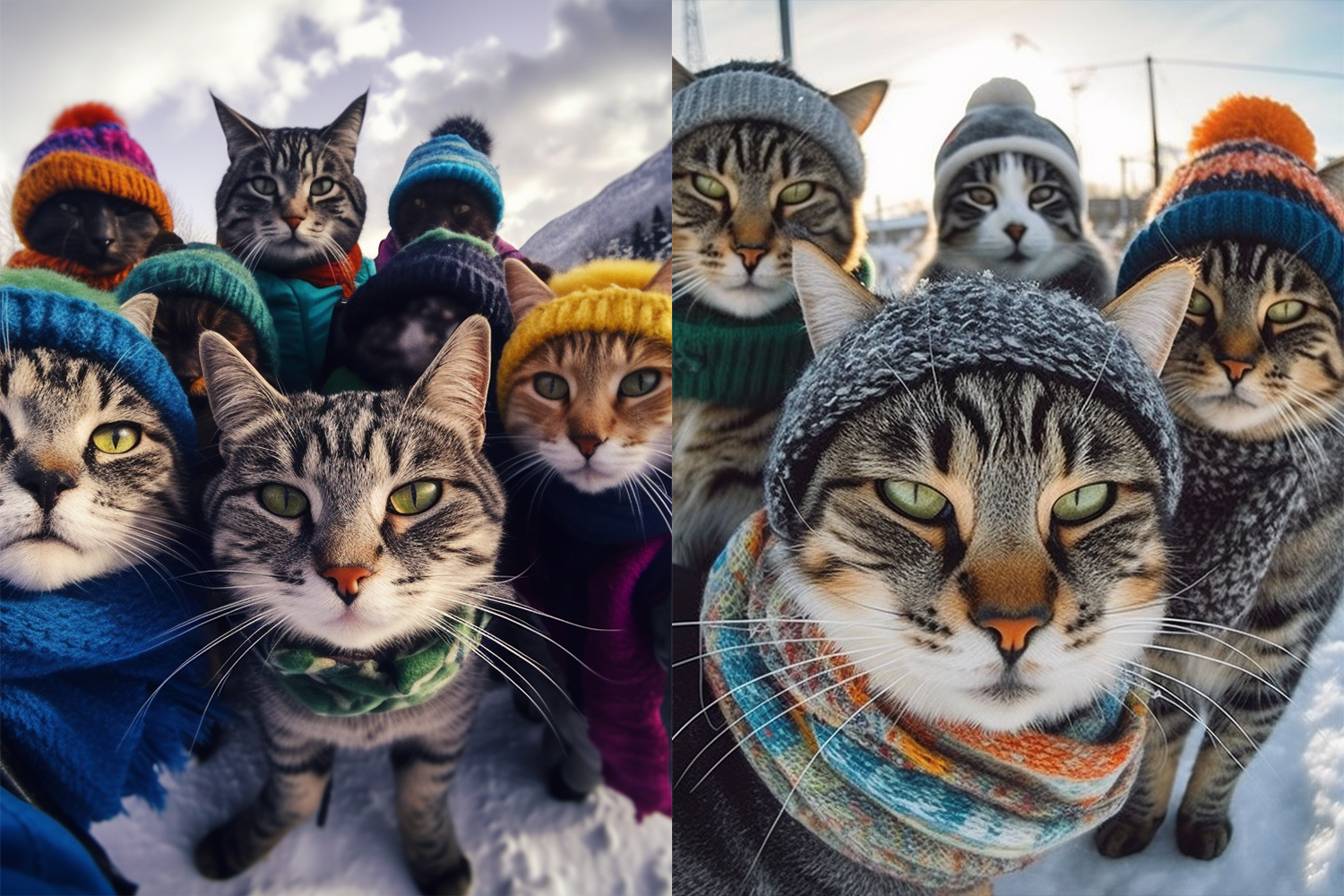 猫自拍深灰色头发雪景