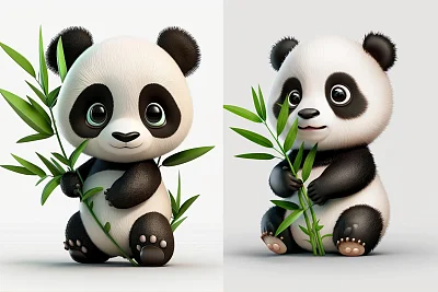 活泼熊猫宝宝3D皮克斯风格头像