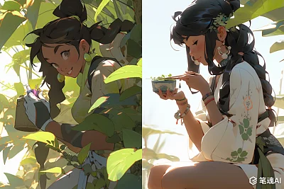 逆光下九崖山中国姑娘采茶写实摄影