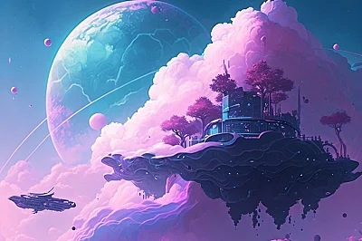 奇幻云城星系海王星背景