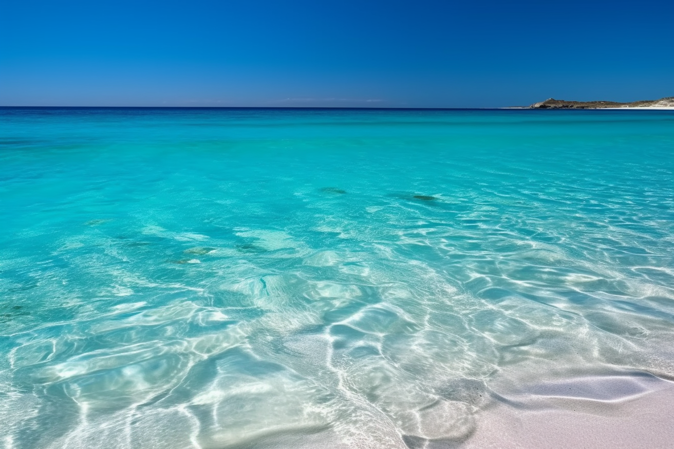 碧绿海水蔚蓝天空海滩风光