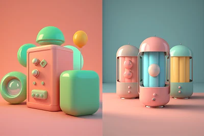 可爱风格3D盲盒渲染