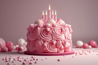 粉色生日蛋糕精美白色背景