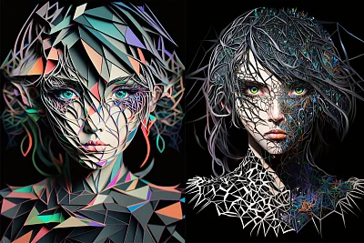感性眼睛动漫女性头部肖像艺术