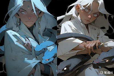 唐代侠客银发白玉弓特写