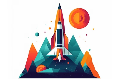 创意极简主义宇宙飞船剪贴画