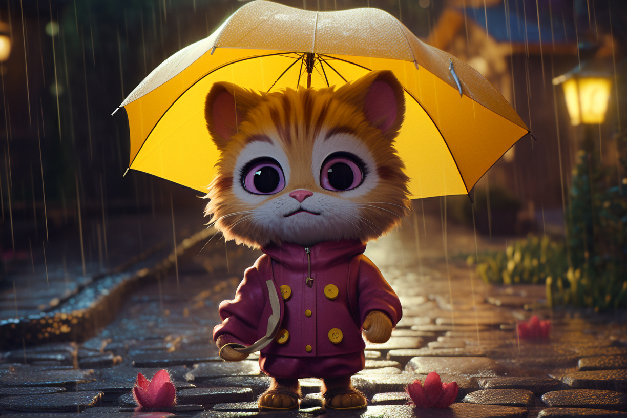 可爱小猫雨中冒险