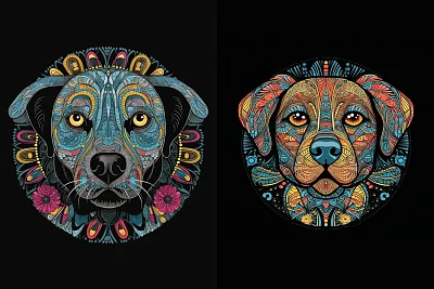 曼陀罗拉布拉多猎犬着色页