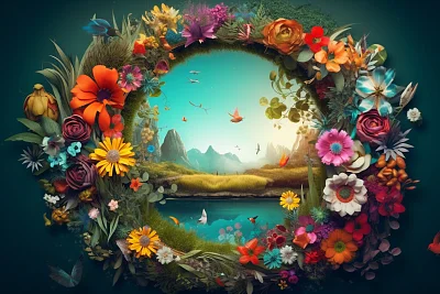 夏日梦幻花园景观