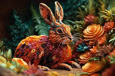 逼真3D兔子胡萝卜摄影