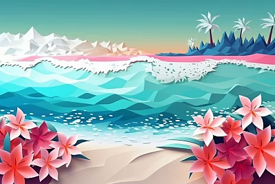 热带海滩风光美景图