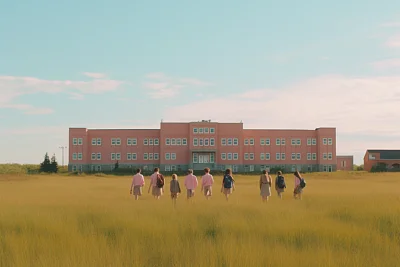韦斯·安德森风格学校场景