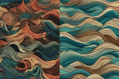 牛皮纸质感波浪景观高清壁纸