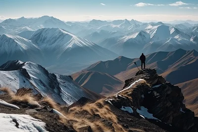 壮丽雪山徒步者3D全景