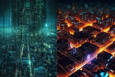 未来派纽约城市景观玻璃马赛克