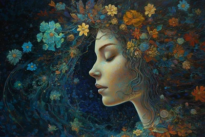 月光下花园里的高雅花朵