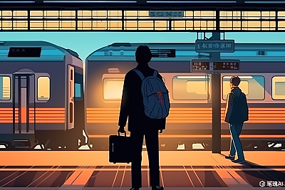 旅客等待火车到站标志