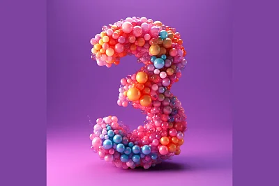 半透明彩色球数字2创意设计