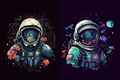 宇航员与艺术品宇宙星系插图