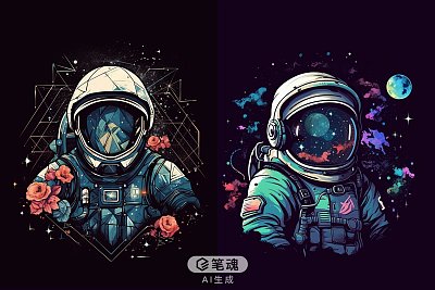 宇航员与艺术品宇宙星系插图