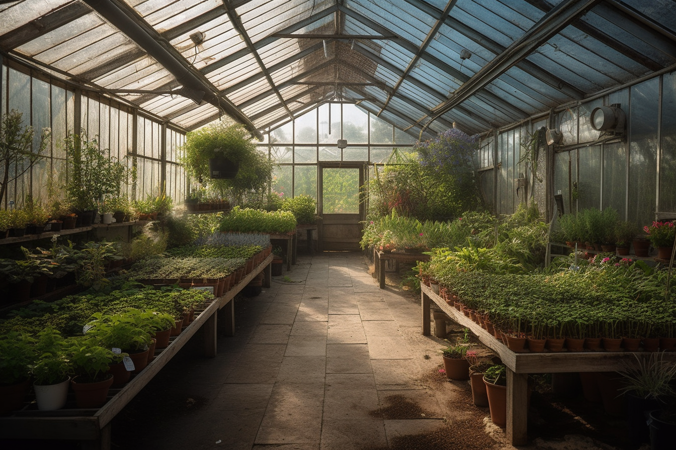 温室盆栽植物宁静风景