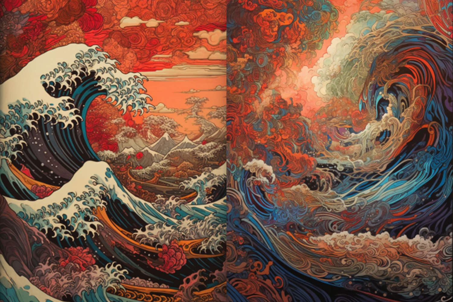 迷幻风格海浪艺术画插图