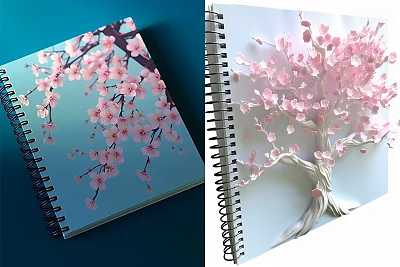 樱花笔记本皮克斯风格色彩柔和