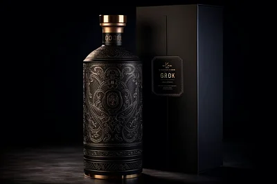 高档白酒黑色金色包装设计