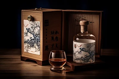 手绘瓷瓶中国白酒包装设计