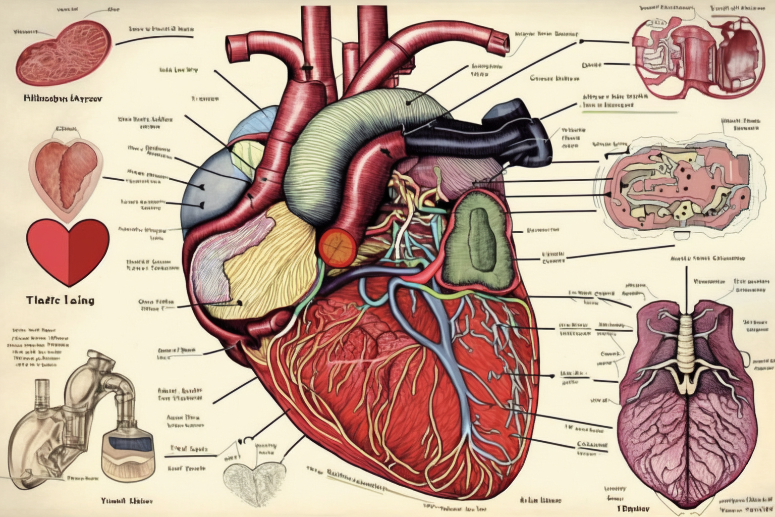 详细标记心脏结构插图