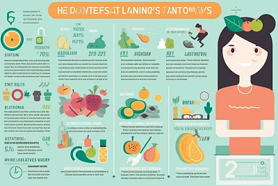 健康生活方式信息图：营养运动心理健康益处