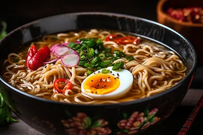 亚洲风味拉面与茶餐点