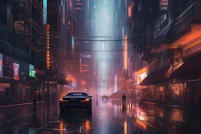 未来主义赛博朋克城市景观