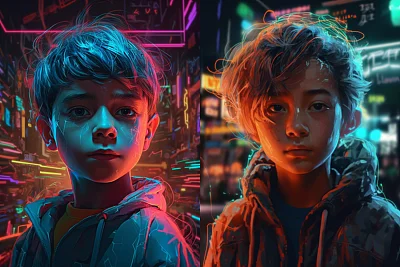 未来主义风格男孩NFT插画艺术