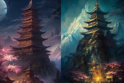 哥特式插画风格西藏夜景壁纸