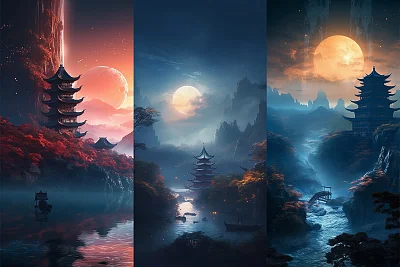 东方背景太空景观摄影